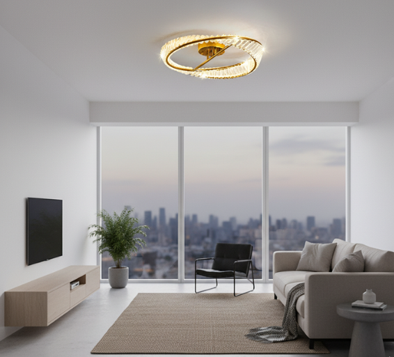 Luxury Crystal Ceiling Lamp | Dimmable LED Flush Mount Ceiling Light for Elegant Ambiance in Living Rooms and Bedrooms 2
