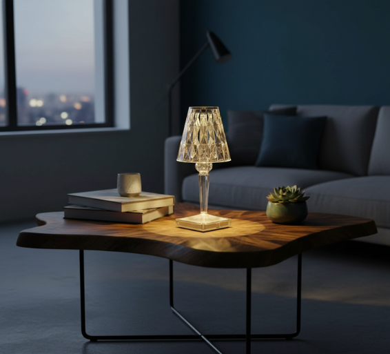 Elegant Battery Operated Crystal Table Lamp with Touch Control