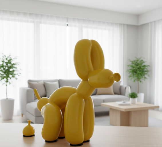 Artistic Balloon Dog Sculpture | Modern Resin Decor Accent with Durable Finish | Unique Home Accessory for Contemporary Interiors