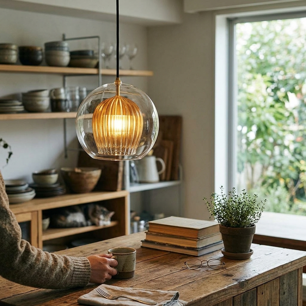 Elegant Glass Pendant Light with Adjustable Cord