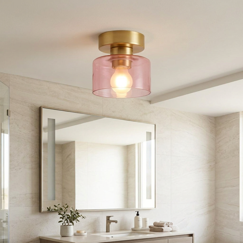 gold body with pink glass