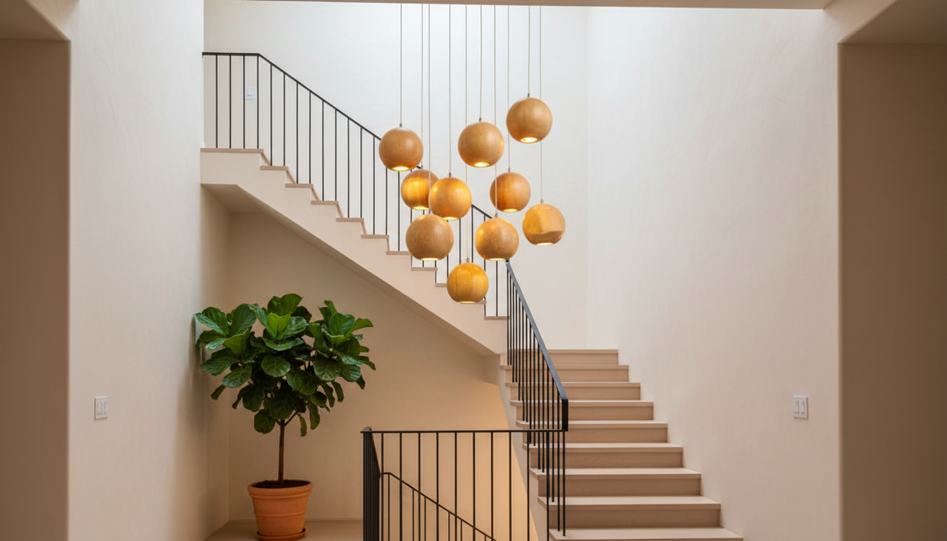 Houten Bal Hanglamp | Verstelbare Hoogte Hanglamp voor Gezellige Sfeer