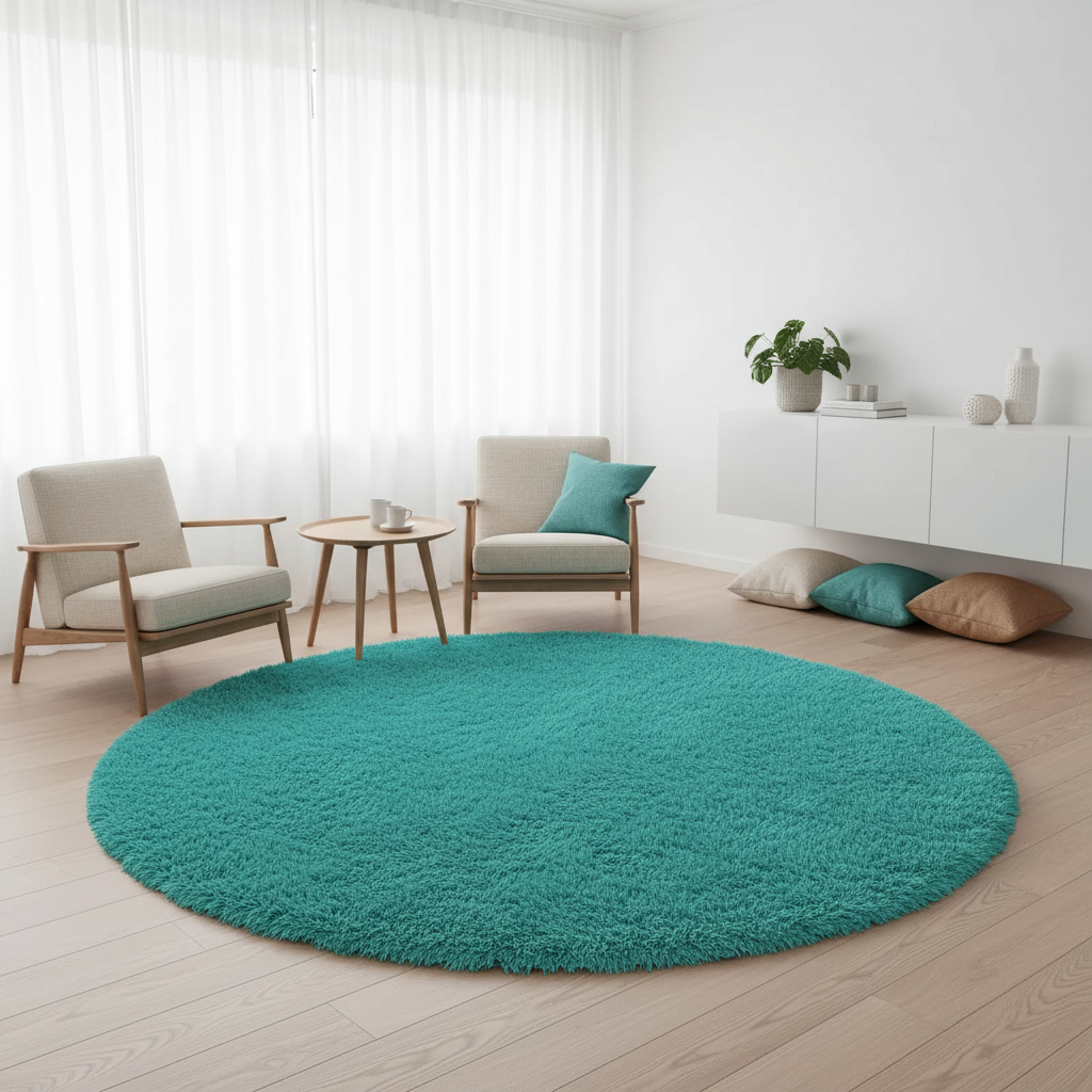 Cozy Collection | Round Shag Carpet with Non-Slip Base | Fluffy Texture for Warmth and Comfort