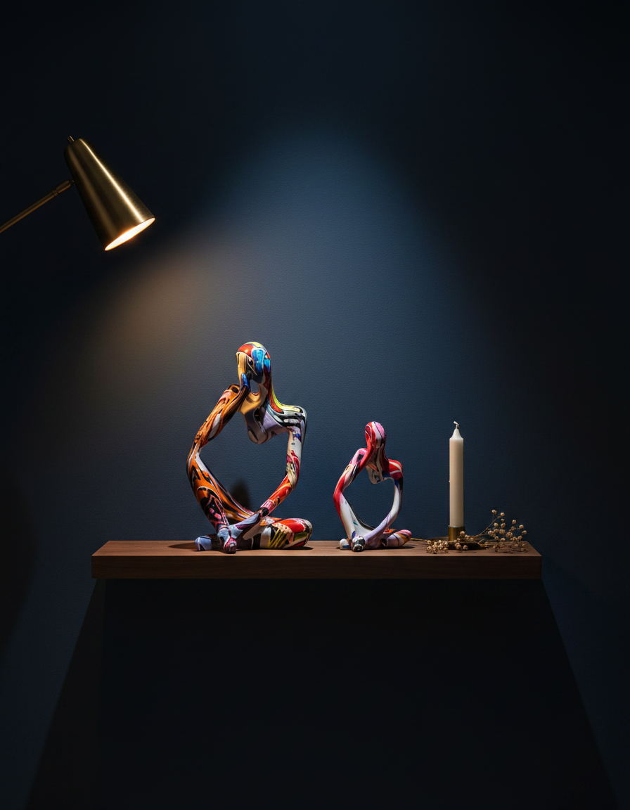 Abstract Decorative Sculpture | Handcrafted Resin Thinker Figure | Unique Table Decoration for Modern Spaces