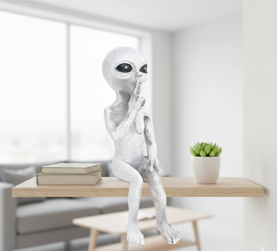 Whimsical Alien Statue | Resin Garden Decor with UV Protection | Playful Garden Ornament for Indoor & Outdoor Spaces