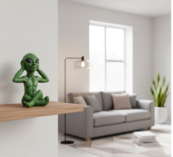 Whimsical Alien Statue | Resin Garden Decor with UV Protection | Playful Garden Ornament for Indoor & Outdoor Spaces
