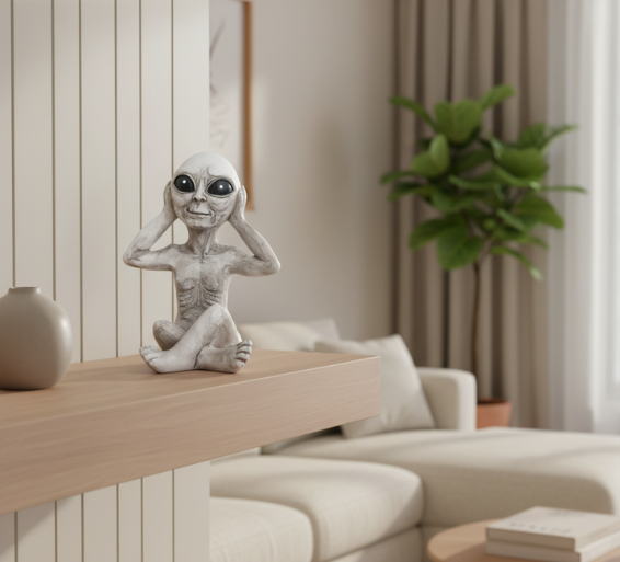 Whimsical Alien Statue | Resin Garden Decor with UV Protection | Playful Garden Ornament for Indoor & Outdoor Spaces