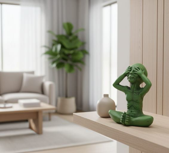 Whimsical Alien Statue | Resin Garden Decor with UV Protection | Playful Garden Ornament for Indoor & Outdoor Spaces
