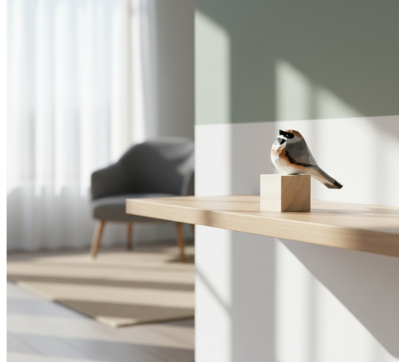 Natural Joy | Handcrafted Bird Figurine in Sustainable Balsa Wood | Unique Home Decor Accent for Nature Lovers