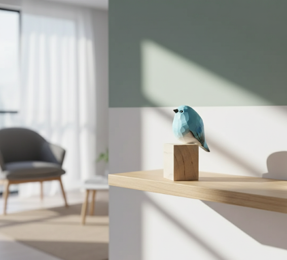 Natural Joy | Handcrafted Bird Figurine in Sustainable Balsa Wood | Unique Home Decor Accent for Nature Lovers