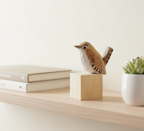 Natural Joy | Handcrafted Bird Figurine in Sustainable Balsa Wood | Unique Home Decor Accent for Nature Lovers