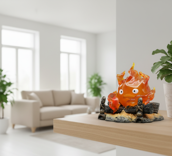 Cartoon Flame | Decorative Figure with Glow-in-the-Dark Feature | Whimsical Collectible for Indoor Display