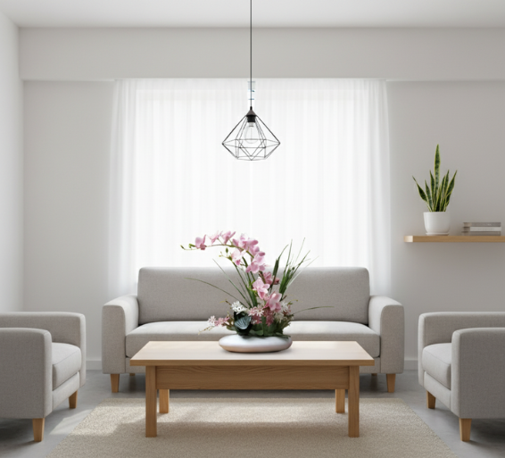 OrchidElegance | Artificial Orchid Arrangement with Modern Vase | Lifelike Floral Decor for Effortless Elegance