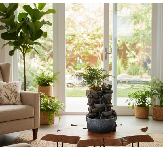Tranquil Oasis | Tabletop Water Fountain with Stacked Rocks | Indoor Water Feature for Relaxation and Meditation