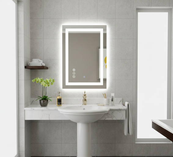 Illuminated Bathroom Mirror | 24 x 36 LED Bathroom Mirror with Anti-Fog & Dimmable Lighting for Enhanced Grooming Experience