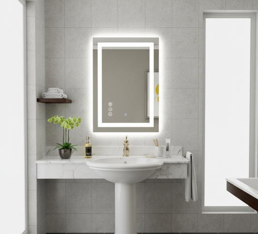 Illuminated Bathroom Mirror | 24 x 36 LED Bathroom Mirror with Anti-Fog & Dimmable Lighting for Enhanced Grooming Experience