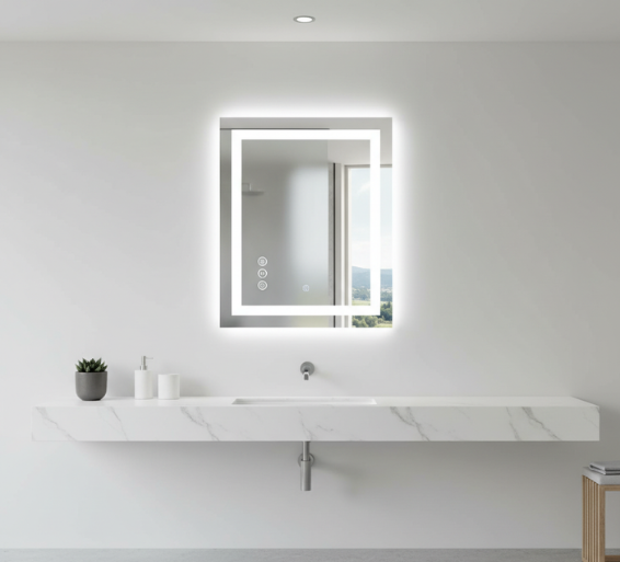 Illuminated Bathroom Mirror | 24 x 36 LED Bathroom Mirror with Anti-Fog & Dimmable Lighting for Enhanced Grooming Experience