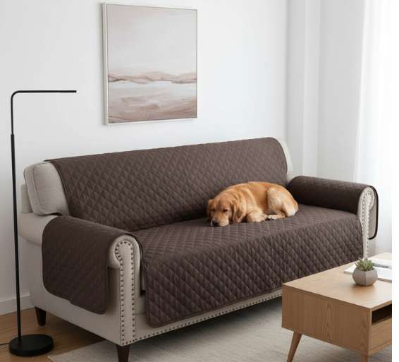 Premium Waterproof Sofa Cover | Quilted Slipcover for Dogs & Kids | Anti-Wear Protection for All Sofa Types