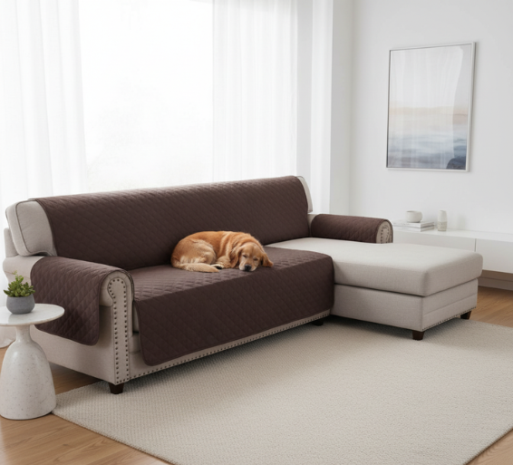 Premium Waterproof Sofa Cover | Quilted Slipcover for Dogs & Kids | Anti-Wear Protection for All Sofa Types