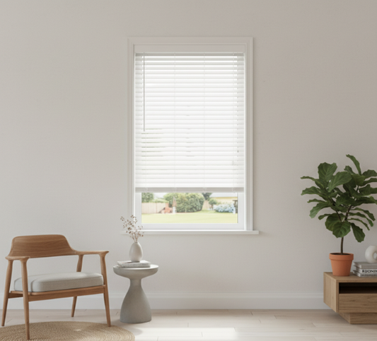 Indoor Vinyl Mini Blinds | Cordless Design with L-Shaped Slats | Enhanced Privacy for Home Decor