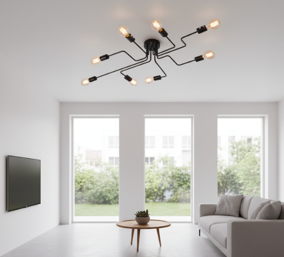 Modern Loft Style | Flush Mount Ceiling Light with Vintage Iron Design | Adjustable Brightness for Enhanced Ambiance 0