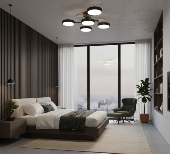Modern Minimalist Flush Mount Ceiling Light with Variable Colors | Energy-Efficient LED Fixture for Stylish Living Spaces 0