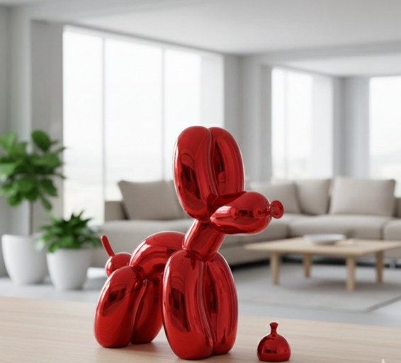 Artistic Balloon Dog Sculpture | Modern Resin Decor Accent with Durable Finish | Unique Home Accessory for Contemporary Interiors