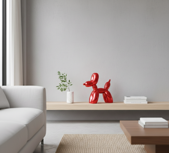 Artistic Balloon Dog Sculpture | Modern Resin Decor Accent with Durable Finish | Unique Home Accessory for Contemporary Interiors