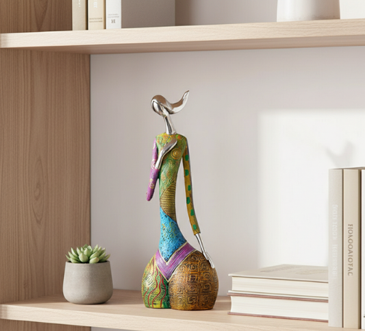 Exotic Afro-Africa | Female Figurine in Premium Resin with Intricate Details | Unique Artwork for Vibrant Home Decor