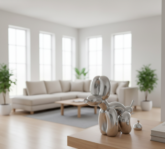 Artistic Balloon Dog Sculpture | Modern Resin Decor Accent with Durable Finish | Unique Home Accessory for Contemporary Interiors
