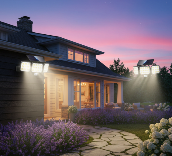Solar Wall Lights Outdoor | 3-Head Design with Remote Control | 3000LM Bright Illumination for Enhanced Security