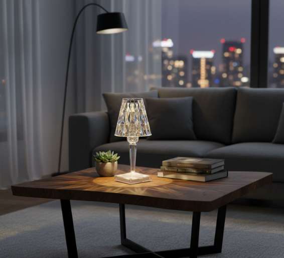 Elegant Battery Operated Crystal Table Lamp with Touch Control