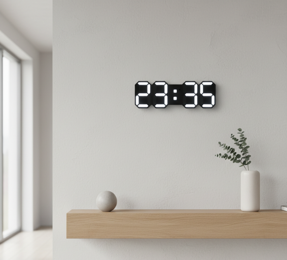LumiSync | Modern Digital Wall Clock with Dimmable LED Lighting | Stylish Wall Clock Decor for Home and Office