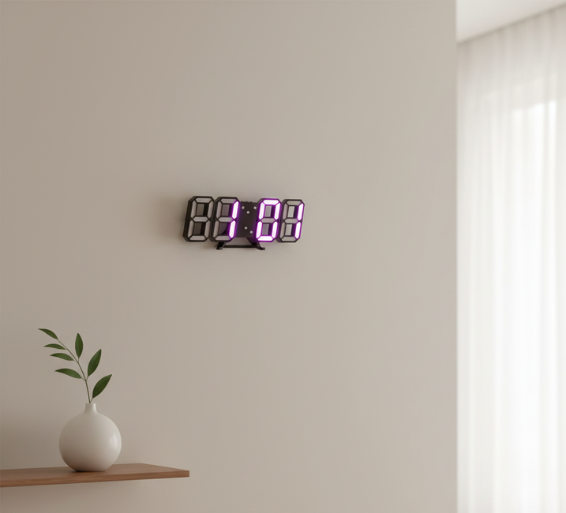LumiSync | Modern Digital Wall Clock with Dimmable LED Lighting | Stylish Wall Clock Decor for Home and Office
