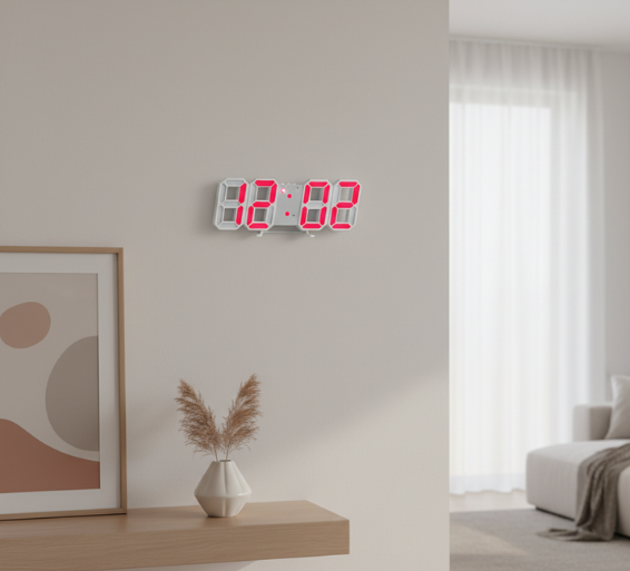 LumiSync | Modern Digital Wall Clock with Dimmable LED Lighting | Stylish Wall Clock Decor for Home and Office