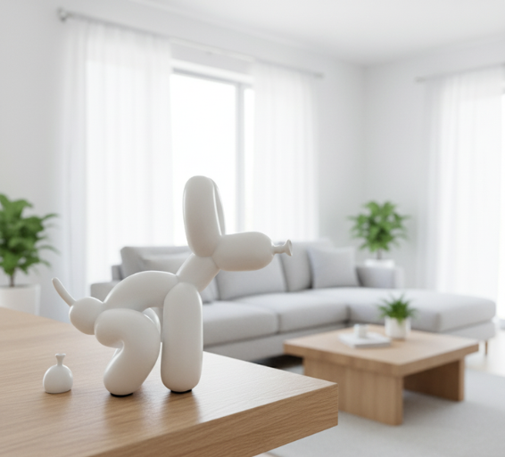 Artistic Balloon Dog Sculpture | Modern Resin Decor Accent with Durable Finish | Unique Home Accessory for Contemporary Interiors