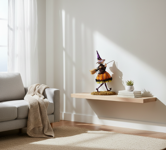 Handmade Halloween Witch Figurine | Unique Resin Sculpture for Festive Decor