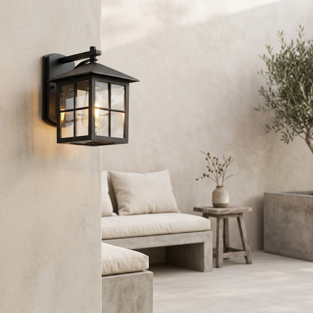 Vintage Outdoor Wall Lantern | Durable Metal Frame & Clear Glass | Elegant Lighting for Patios and Entryways