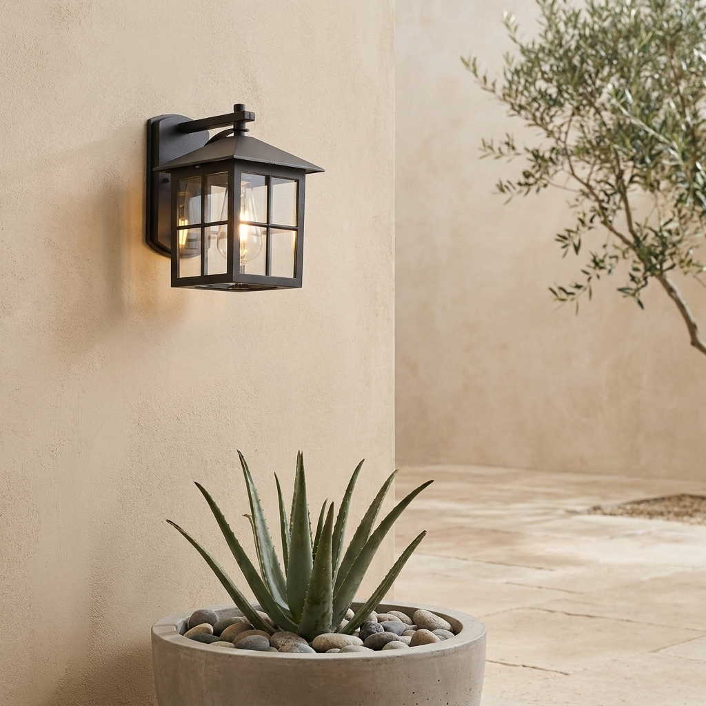 Vintage Outdoor Wall Lantern | Durable Metal Frame & Clear Glass | Elegant Lighting for Patios and Entryways