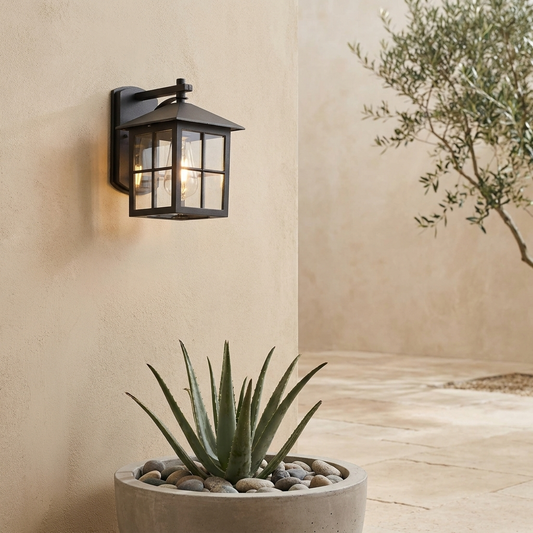 Vintage Outdoor Wall Lantern | Durable Metal Frame & Clear Glass | Elegant Lighting for Patios and Entryways