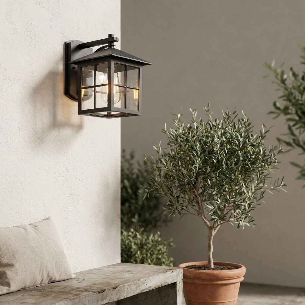 Vintage Outdoor Wall Lantern | Durable Metal Frame & Clear Glass | Elegant Lighting for Patios and Entryways