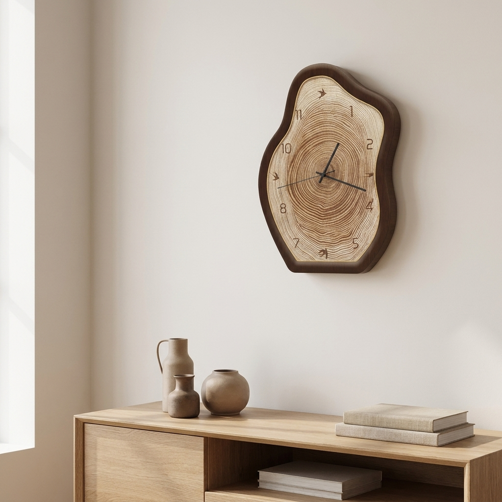 Rustic Elegance Large Wall Clock with Natural Wood Design