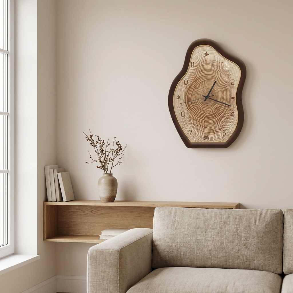 Rustic Elegance Large Wall Clock with Natural Wood Design