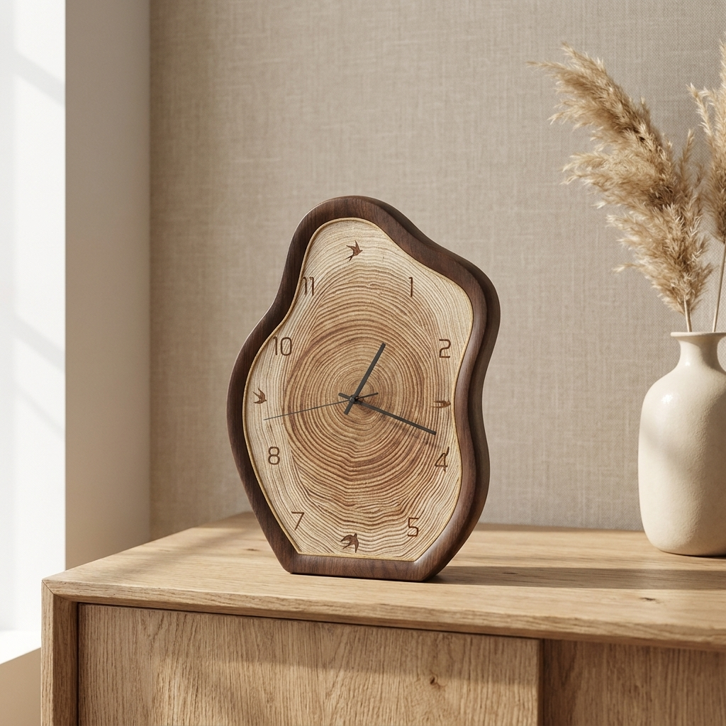 Rustic Elegance Large Wall Clock with Natural Wood Design