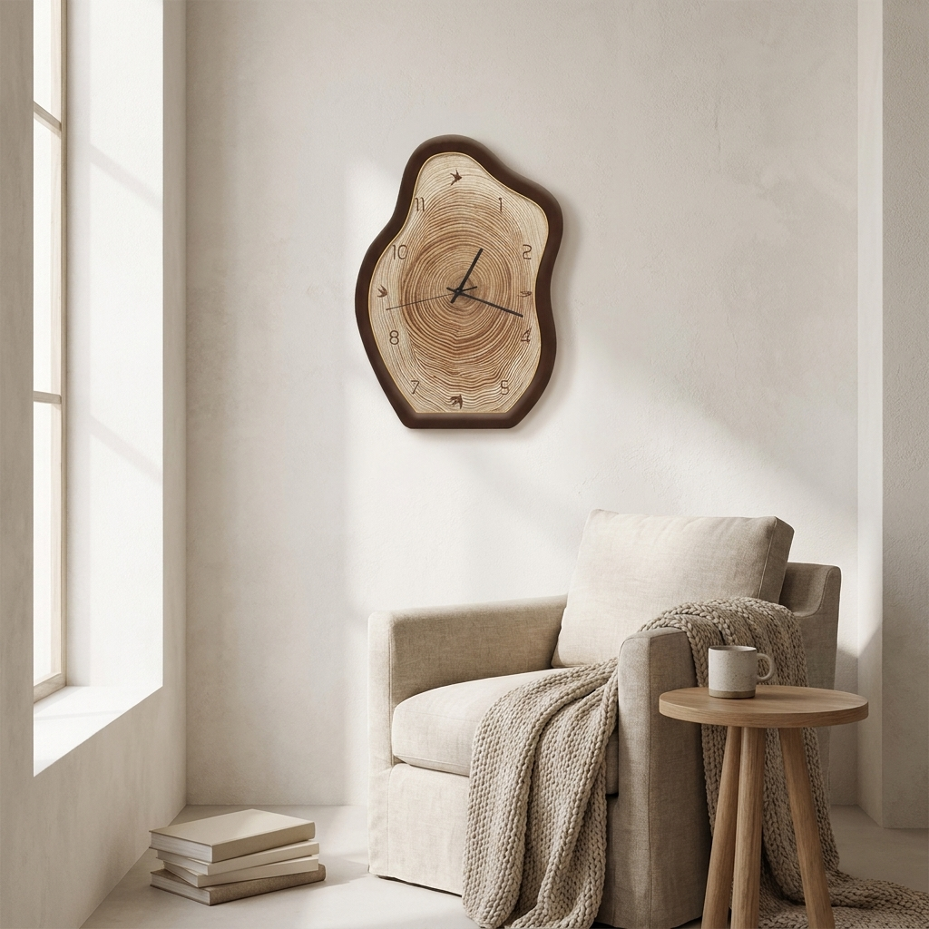 Rustic Elegance Large Wall Clock with Natural Wood Design