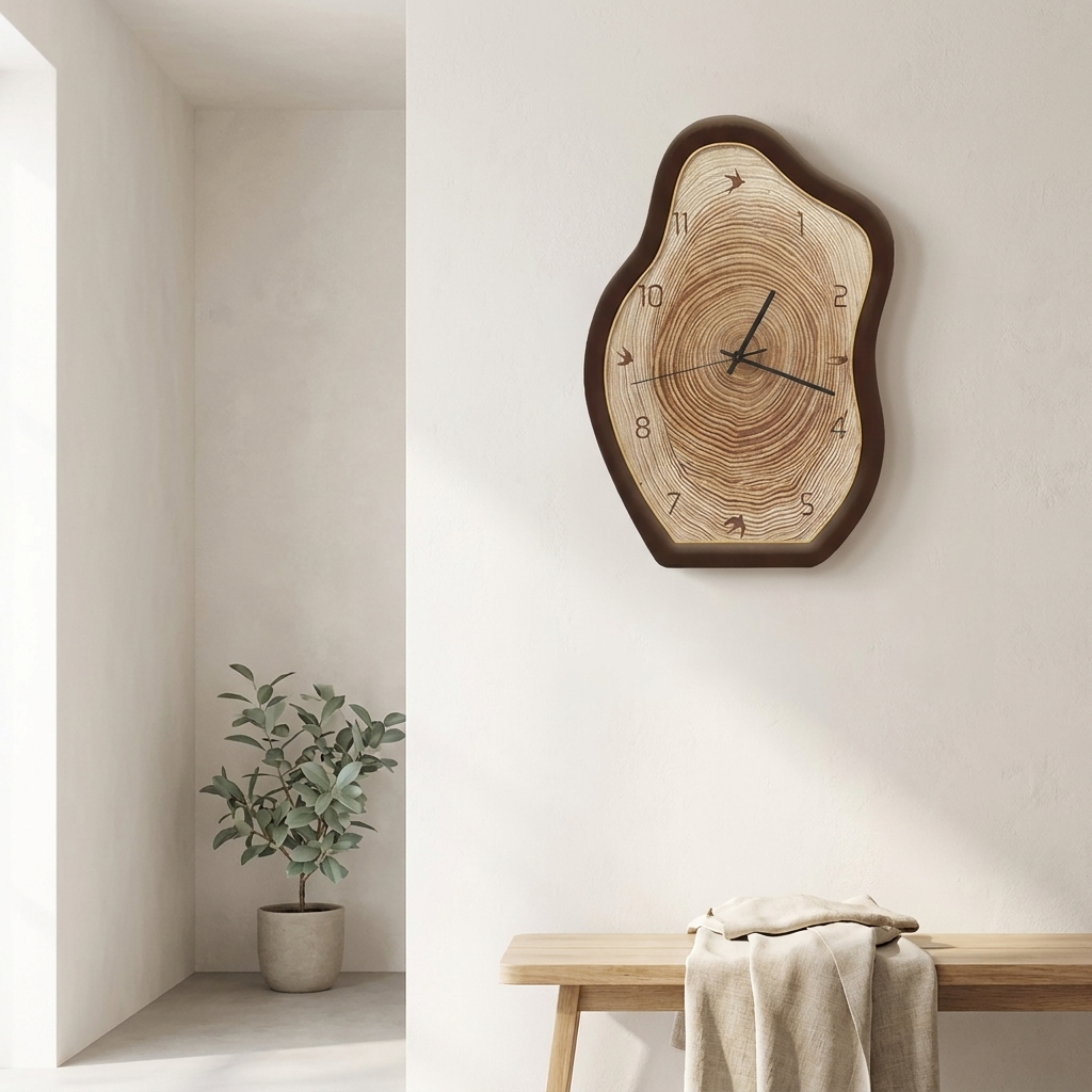 Rustic Elegance Large Wall Clock with Natural Wood Design