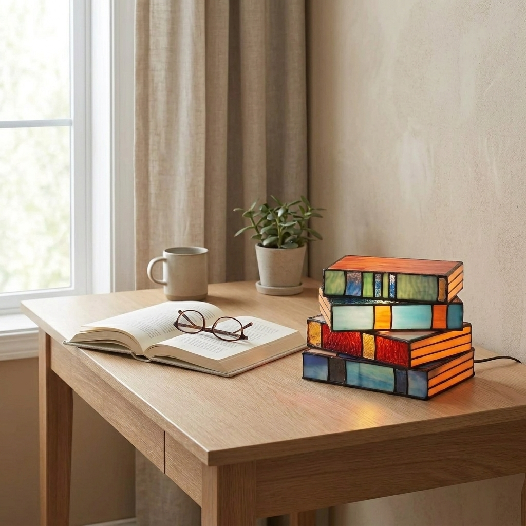 Artisan Stained Glass Table Lamp with Warm Ambient Glow