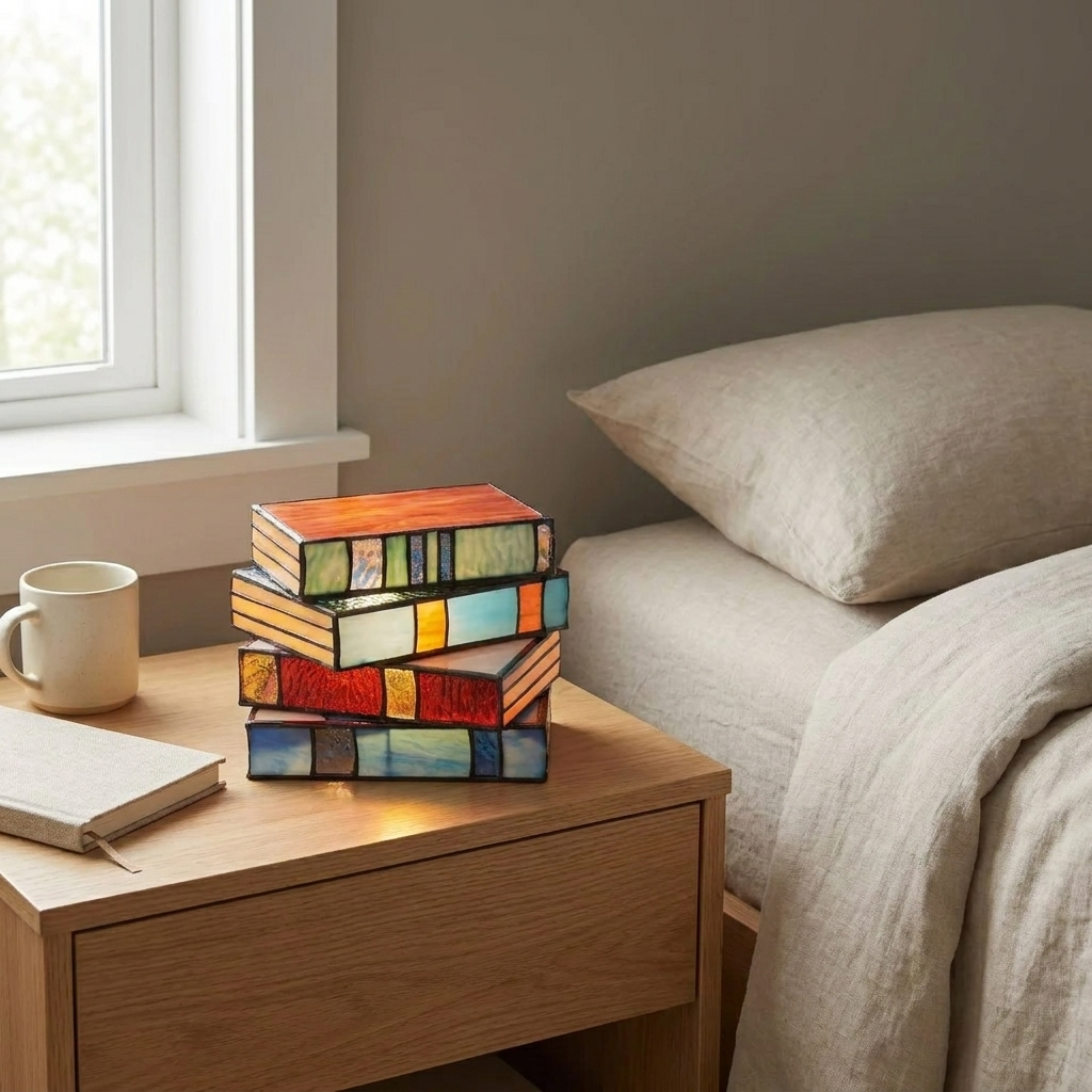 Artisan Stained Glass Table Lamp with Warm Ambient Glow