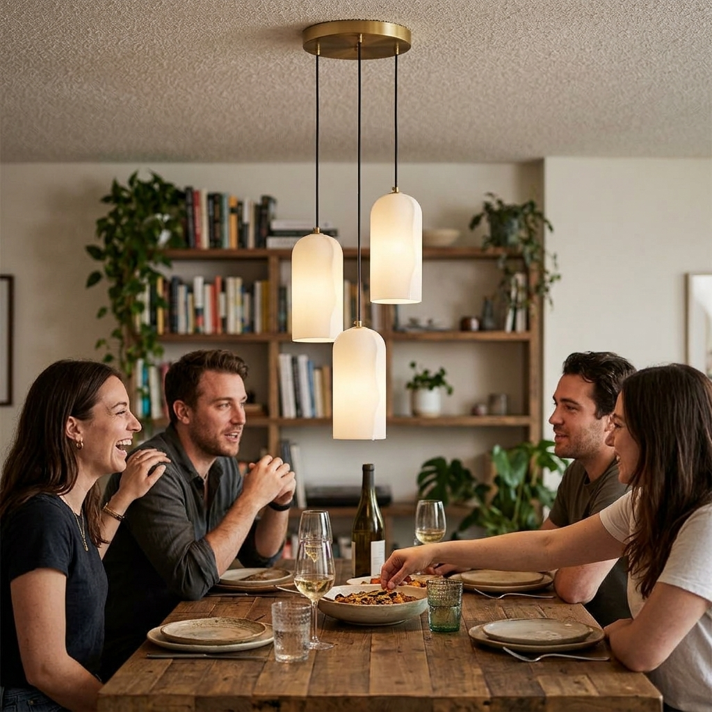 Elegant Alabaster Pendant Light with Brass Finish