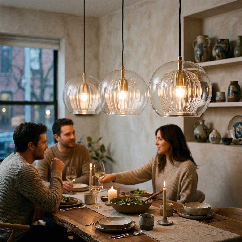 Elegant Glass Pendant Light with Adjustable Cord